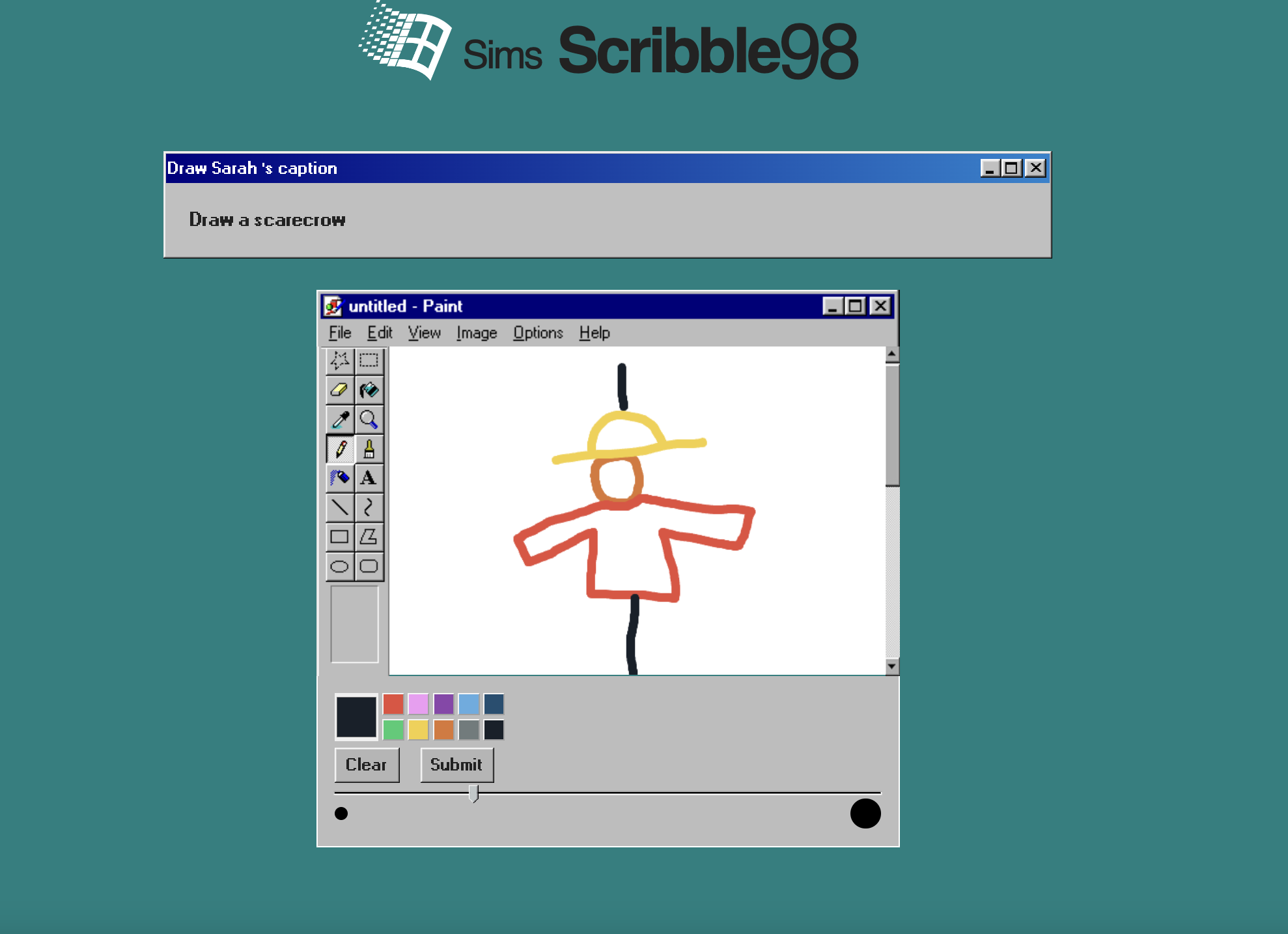 Sims drawing page user drawing a scarecrow